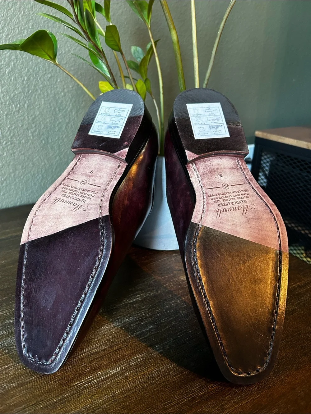 Men's Burgundy Leather Derby Dress Shoes